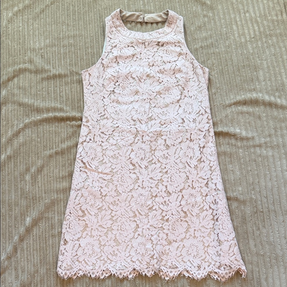 Vince Camuto Women's Pink & Cream Lace Midi Dress